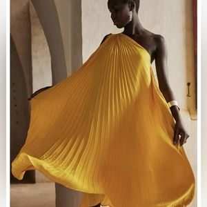 Banana Republic Pleated One-Shoulder Dress - Yellow Umbrella